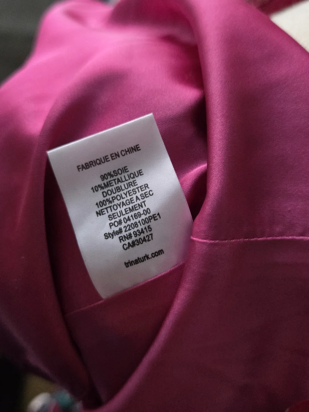 Trina Turk Bright Fuchsia Floral Silk Off-Shoulder Blouse - Picture 6 of 6